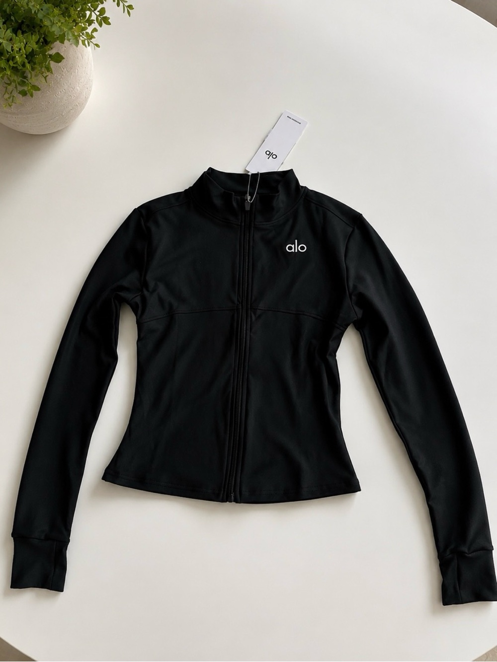 ALO Yoga Black Long-Sleeve Zip Jumpsuit - Picture 1 of 4